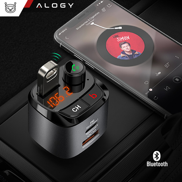 Alogy Transmiter samochodowy Bluetooth odtwarzacz MP3 nadajnik FM