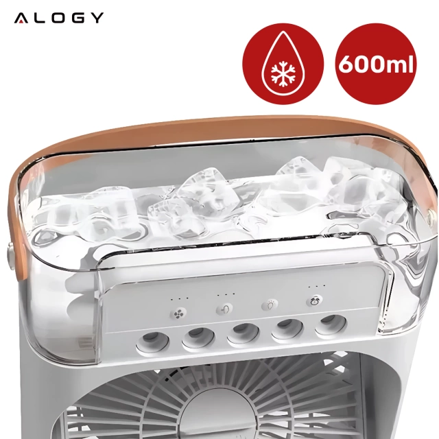 Wentylator Alogy DeskBreeze™ wiatrak biurkowy 3w1 stojący mały cyrkulator z nawilżaczem powietrza timerem i podświetleniem LED 4800mAh USB-C