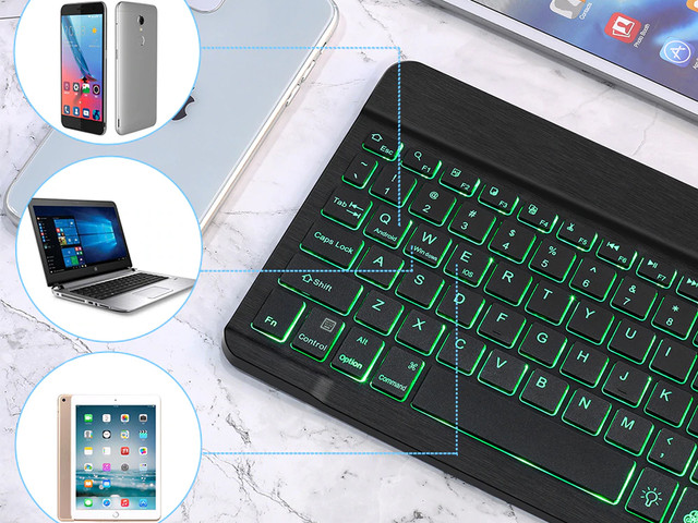 Alogy RGB LED Klawiatura Bezprzewodowa Bluetooth iOS/Android/Windows Czarna