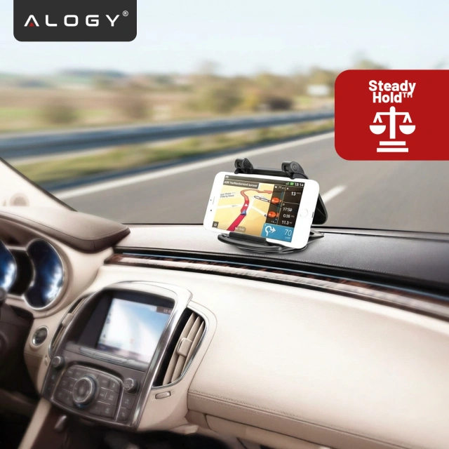 Uchwyt samochodowy na telefon GPS do 6.5" – montaż na kokpit i deskę rozdzielczą, obrót 360°, stabilny i regulowany – Alogy DriveMount™ Czarny