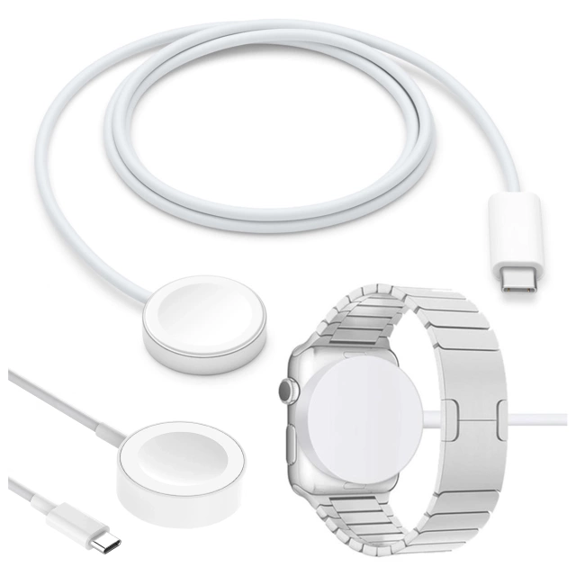 Alogy Ładowarka indukcyjna QI Charger do Apple Watch USB-C 100cm Biała