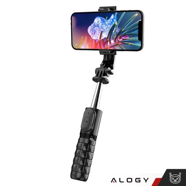 Alogy Selfie stick Tripod Bluetooth uchwyt do telefonu kijek statyw Czarny