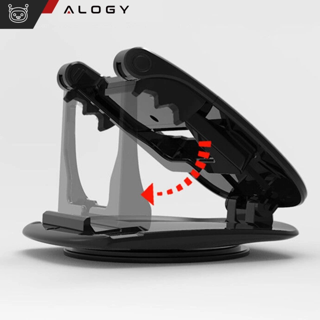 Alogy Uchwyt samochodowy obrotowy 360 stopni na telefon do auta na kokpit Czarny
