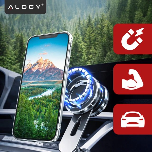 Alogy Uchwyt do samochodu samochodowy MagSafe Airvent car holder do telefonu do MagSafe na kratkę Czarny