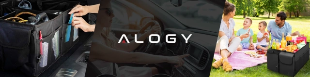 Alogy Organizer samochodowy do bagażnika pojemny sztywny kufer XXL pokrowiec torba do auta Czarny