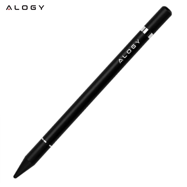 Alogy Rysik dotykowy 2w1 do ekranu telefonu tabletu z długopisem pojemnościowy Czarny