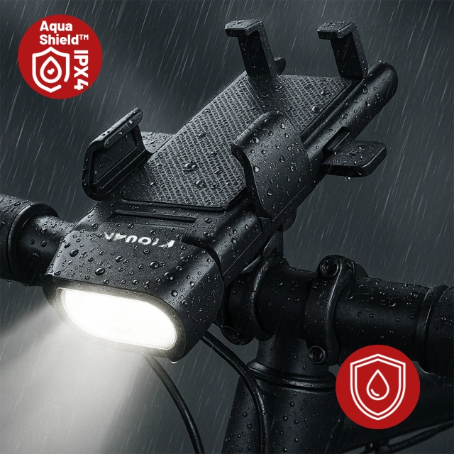 Alogy 4w1 Uchwyt rowerowy na telefon + lampka przednia + dzwonek na rower + Powerbank 3000mAh Bicycle Front Light
