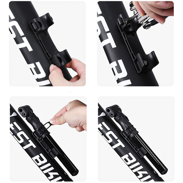 Pompka rowerowa ręczna aluminiowa Alogy Mini Bike Pump 100psi z uchwytem Czarna