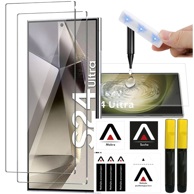 Alogy Glass z lampą UV Glue 2x Szkło hartowane do Samsung Galaxy S24 Ultra na ekran [2szt]