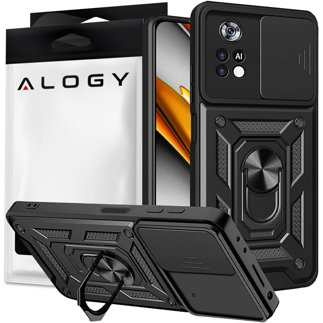 Alogy Etui na telefon Camshield Stand Ring z osłonką na aparat do Xiaomi Poco X4 Pro 5G