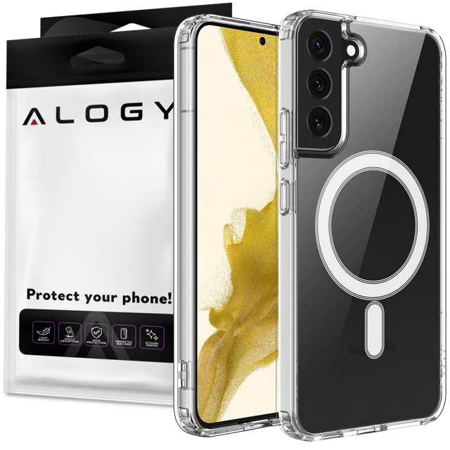 Alogy Etui do telefonu Ultra Slim Mag do ładowarek Qi do Samsung Galaxy S22 Przezroczyste