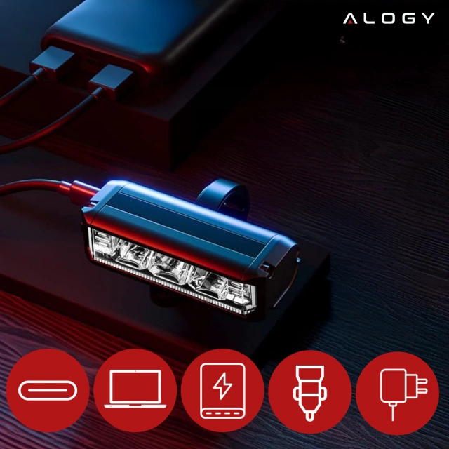 Alogy 610 Lampka rowerowa przednia halogen LED światło oświetlenie roweru na przód rower kierownicę Mocna 900lm czarna