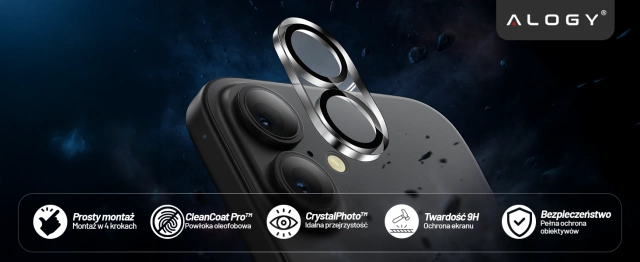 Szkło Ochronne na Obiektyw Aparatu do Apple iPhone 17, Wzmocnione i Odporne na Zarysowania, Precyzyjnie Dopasowane, Alogy Lens Protector Pro+™ – Przezroczyste