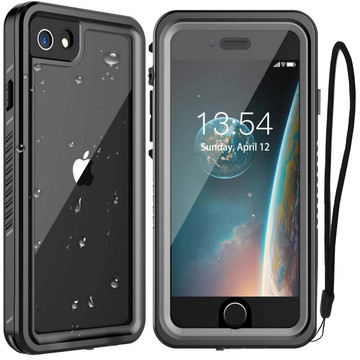 Alogy Etui wodoodporne do Apple iPhone 7/8/SE 2022/2020 360 Pancerne Armor IP68 ze smyczką Czarne