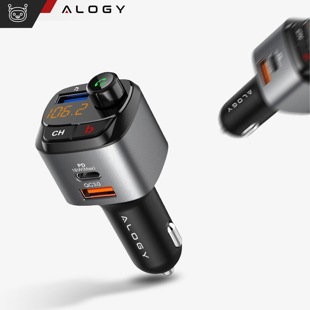 Alogy Transmiter samochodowy Bluetooth odtwarzacz MP3 nadajnik FM