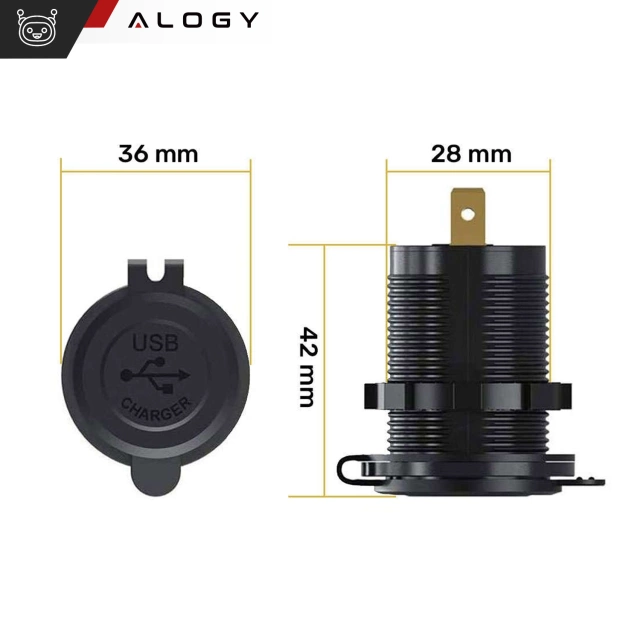 Alogy Zasilacz ładowarka do auta samochodowa konektory 2x USB QC 3.0 LED