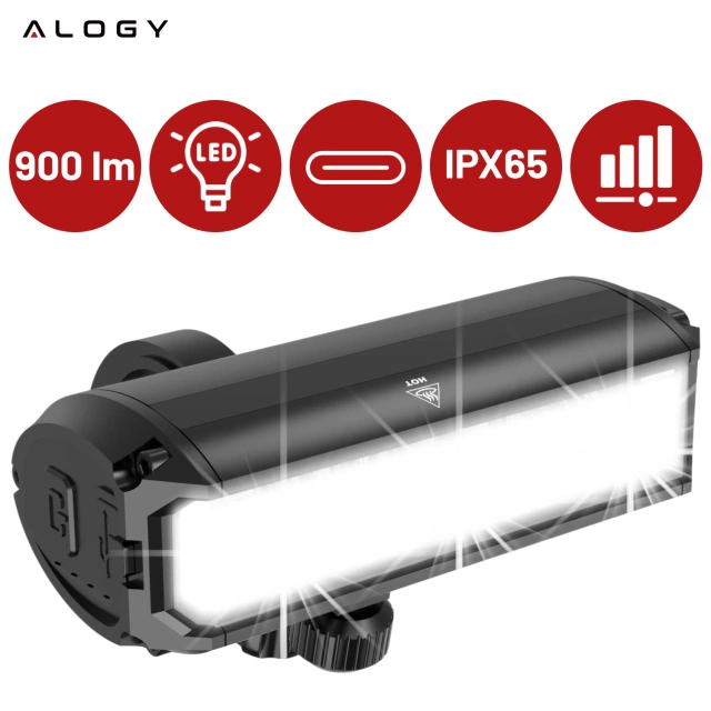 Alogy 610 Lampka rowerowa przednia halogen LED światło oświetlenie roweru na przód rower kierownicę Mocna 900lm czarna