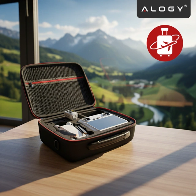 Alogy Hard Case Pokrowiec sztywny kuferek walizka etui do drona DJI Mini 4 Pro / DJI Mini 3 Pro / Mini 3 twarde z paskiem Czarny