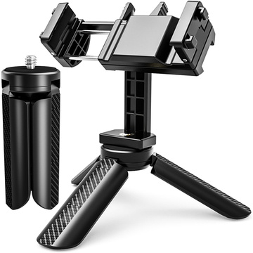 Alogy Uchwyt mini statyw na telefon aparat stojak podstawka regulowany obrotowy 360 Tripod selfie do zdjęć Czarny