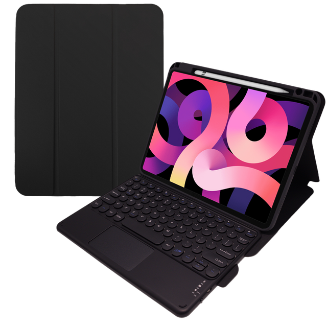 Etui Alogy Klawiatura Bluetooth Touchpad 4w1 Magnetyczne Pencil do Apple iPad Air 6 2024 11" / 4 2020 / 5 2022 Czarne + Mysz 2.4GHZ