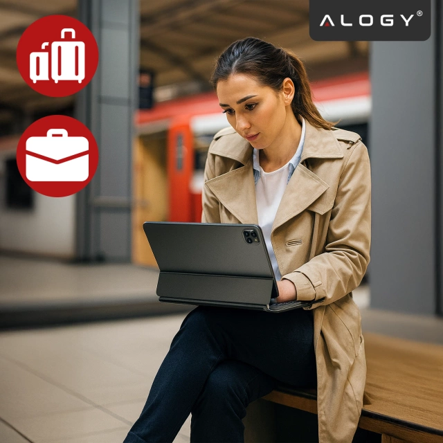 Etui z Klawiaturą do do Apple iPad Pro 11" 2021/2020 iPad Air 10.9" 2022/2020 iPad Air 11" 2024/2025 , Touchpad i Podświetlenie LED, Magnetyczne Mocowanie, Alogy MagnetKeyboard™ Case – Czarne
