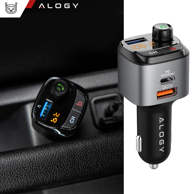 Alogy Transmiter samochodowy Bluetooth odtwarzacz MP3 nadajnik FM