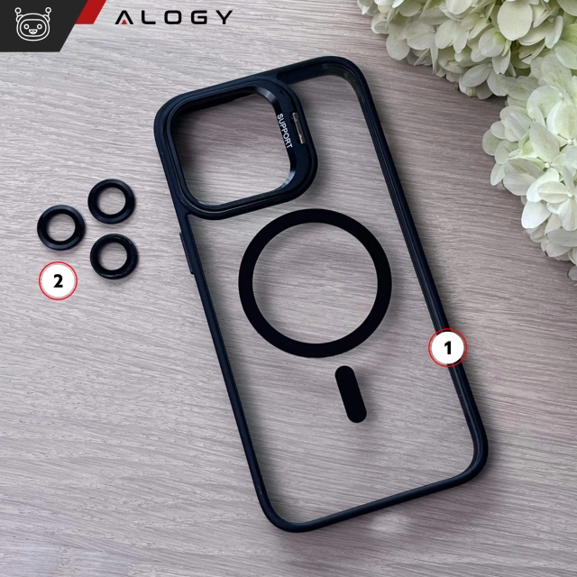 Alogy Etui hybrydowe ochronne do Apple iPhone 16 Pro KickStand Hybrid Case z podpórką do MagSafe Czarne