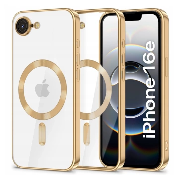 Etui do Apple iPhone 16e Alogy LuxeShield™️ Glamour Luxury Ring obudowa do MagSafe z osłoną aparatów Złote