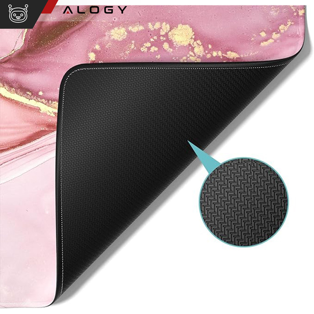 Mata na biurko antypoślizgowa podkładka pod mysz Alogy gamingowa xxl 88x40 Marble Pink Różowa