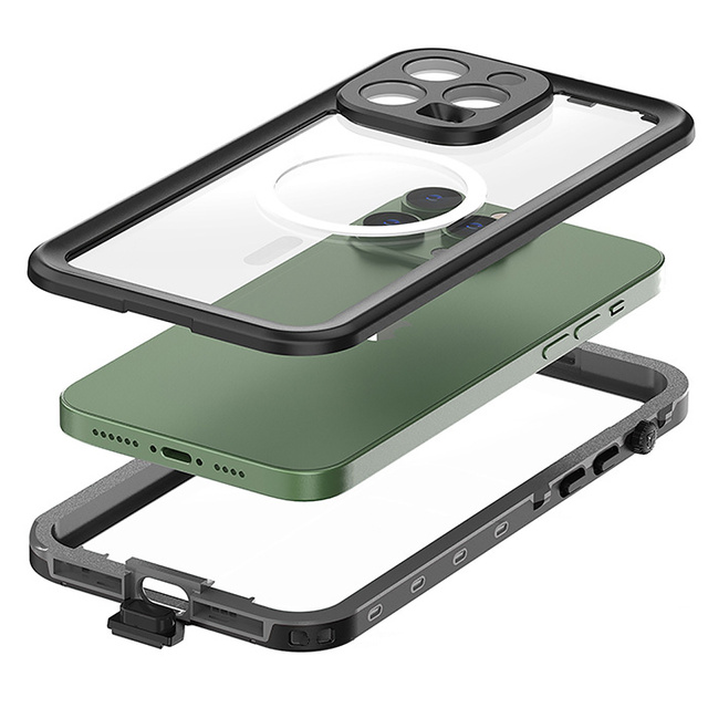 Pancerne Etui Alogy Wodoodporne IP68 Case z przezroczystym tyłem obudowa 360 do MagSafe do Apple iPhone 14 Pro