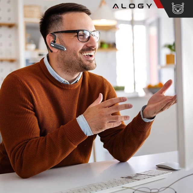 Słuchawka Bluetooth dla kierowcy bezprzewodowa zestaw z etui ładującym zestaw słuchawkowy Alogy Czarna