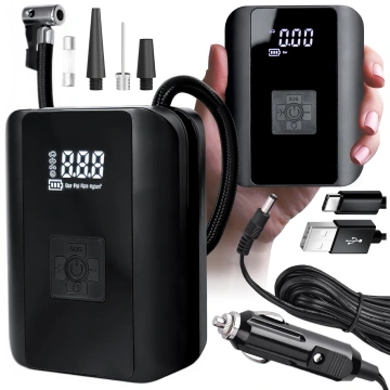 Alogy Pompka rowerowa kompresor powietrza bezprzewodowy przenośny z latarką 