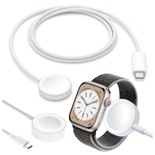 Alogy Ładowarka indukcyjna QI Charger do Apple Watch USB-C 100cm Biała
