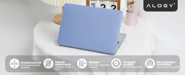 Etui do Apple Macbook Air 13.6 2022-2025 (M2/M3/M4) – elastyczna, matowa obudowa ochronna, lekka i odporna – Alogy AirGuard™ Lawendowy