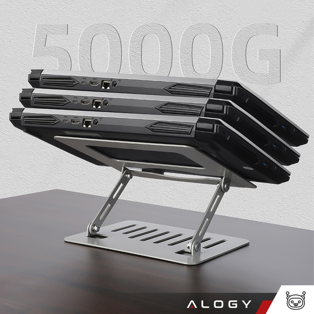 Alogy Uchwyt na laptop tablet stojak podstawka składany regulowany aluminiowy na biurko 25x21.5cm Srebrny