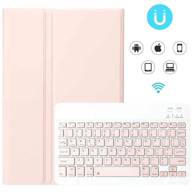 Etui ochronne z klawiatura bezprzewodowa Alogy Keyboard Case z miejscem na rysik do Apple iPad 11 2025 / iPad 10.9 2022 Różowe