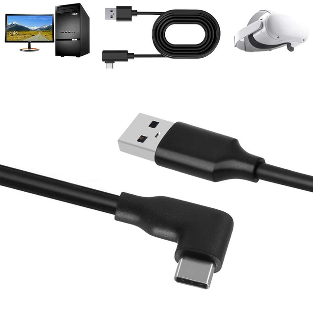 Alogy Kabel do okularów VR przewód USB do USB Type-C 5m do Oculus Link Quest 1 2 Czarny