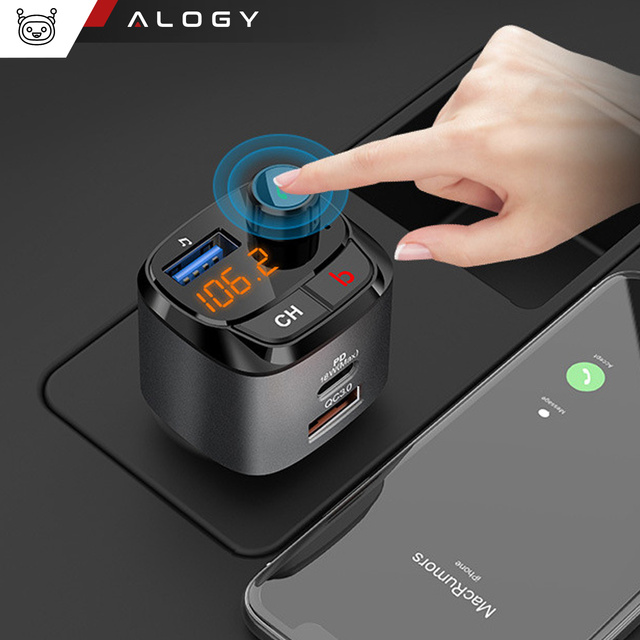 Alogy Transmiter samochodowy Bluetooth odtwarzacz MP3 nadajnik FM