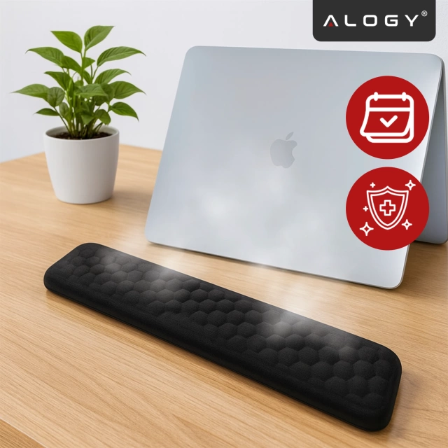 Podkładka pod Nadgarstki z Pianką Memory Foam, Ergonomiczny Zestaw do Klawiatury i Myszki, Antypoślizgowa i Oddychająca, Alogy ErgoSupport™ – Czarna