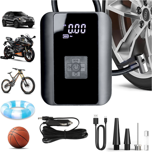 Alogy Pompka rowerowa kompresor powietrza bezprzewodowy przenośny z latarką 