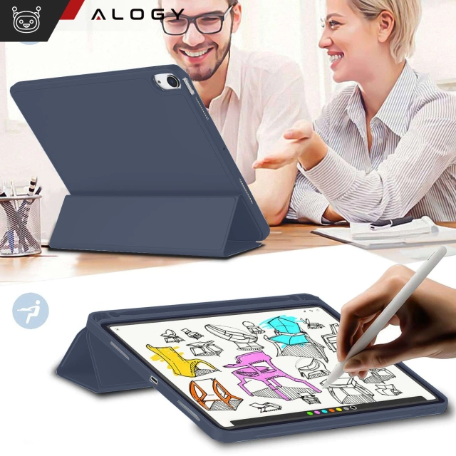 Etui do Apple iPad 10gen. 10.9" 2022 / A16 11gen. 11" 2025 obudowa na tablet Alogy Smart Case Pencil Holder Granatowe