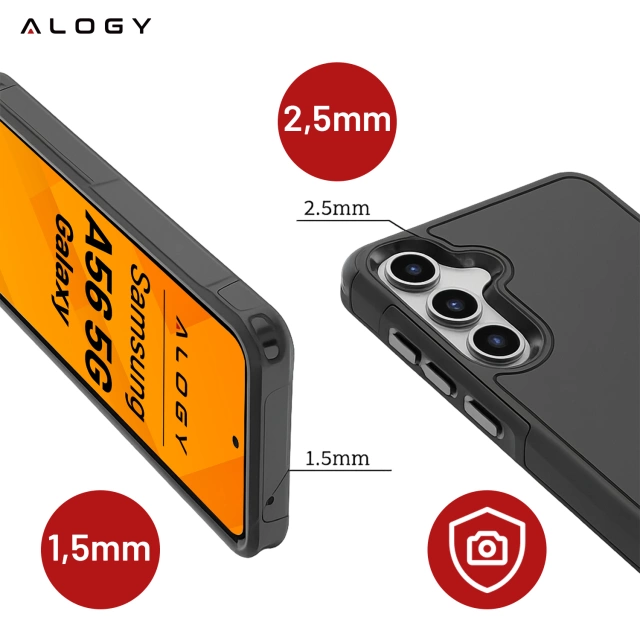 Etui do Samsung Galaxy A56 / A36 5G 2025 Pancerna Obudowa Ochronna na Telefon Wzmocniona Alogy HeavyDuty™️ Case Czarne