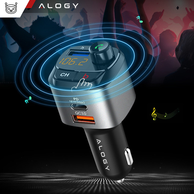 Alogy Transmiter samochodowy Bluetooth odtwarzacz MP3 nadajnik FM