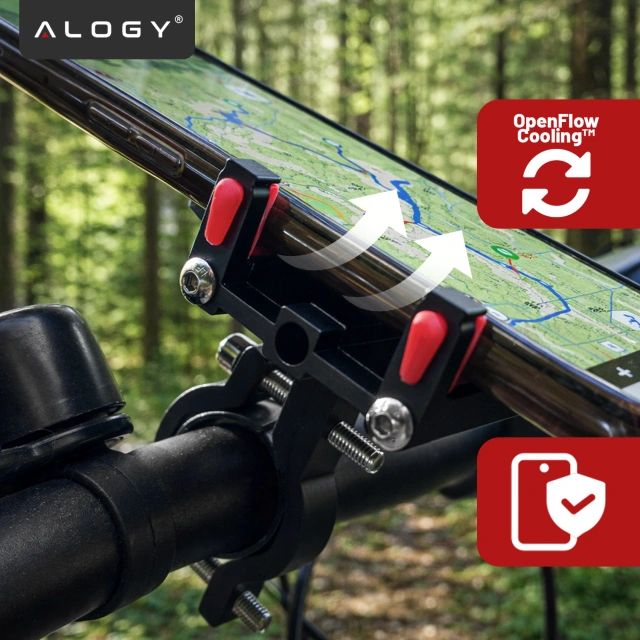 Alogy Uchwyt rowerowy Bike Phone Holder do telefonu 55-95mm na kierownicę na rower hulajnogę motor Czarny