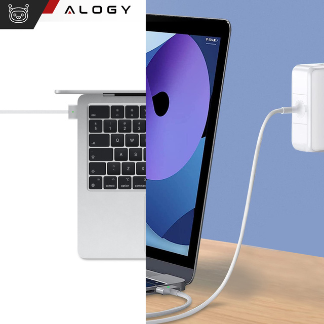 Alogy Ładowarka zasilacz do MacBooka Charger do Apple MacBook MagSafe 2 T-type 60W Biała