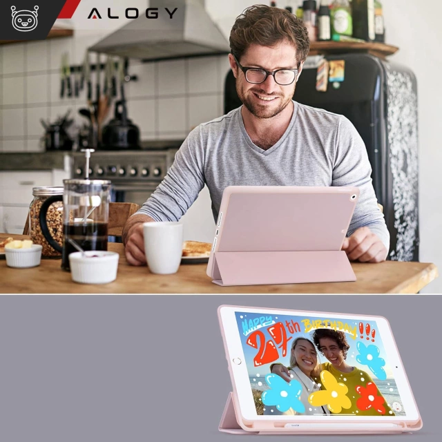 Alogy Etui na tablet Cheap Book Cover TPU + Pencil Space do Apple iPad 10.2 7/8/9Gen 2019/2020/2021 Różowe