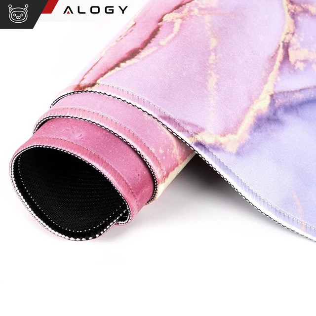 Mata na biurko antypoślizgowa podkładka pod mysz Alogy gamingowa xxl 88x40 Marble Pink Różowa