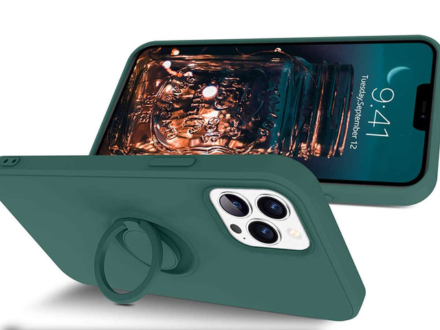 Alogy Etui silikonowe na telefon Ring Ultra Slim do iPhone 12 Pro Max 6.7 Zielone