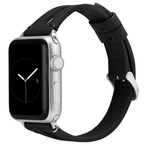 Alogy Elegancki Pasek skórzany Leather do Apple Watch 42/44/45/49mm Czarny