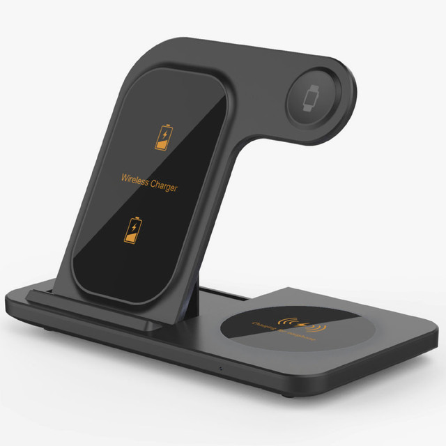 Alogy Ładowarka indukcyjna Qi 3w1 stacja ładująca do Apple iPhone AirPods Watch 15W QC 3.0 Czarna